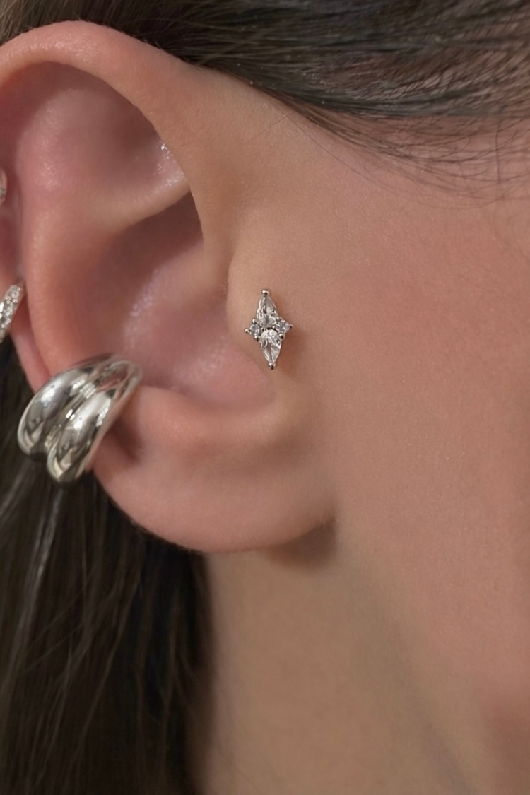 Çelik Damla Taşlar Piercing