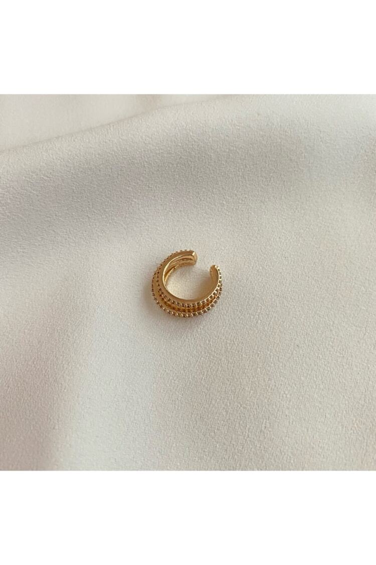 Kadın Taşlı Üç Sıralı Kıkırdak Küpe Earcuff