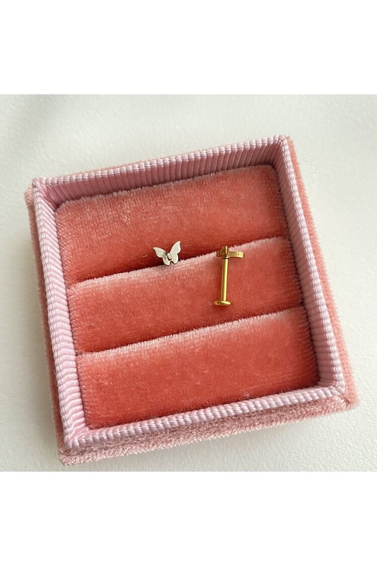 Kadın Silver Rengi Kelebek Tragus Kıkırdak Piercing