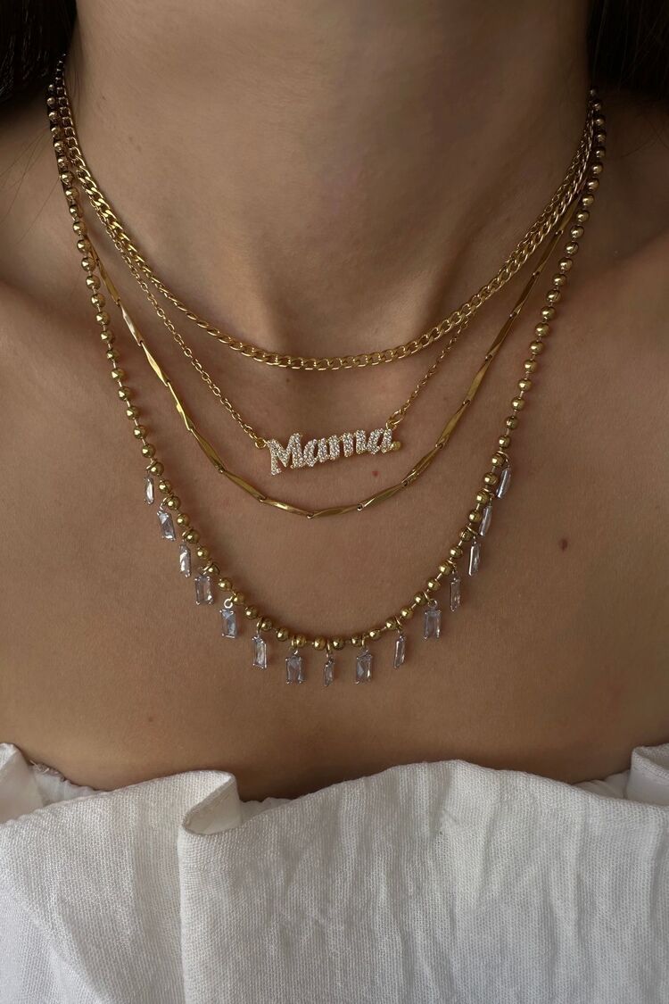 Çelik Mama Yazılı Kolye