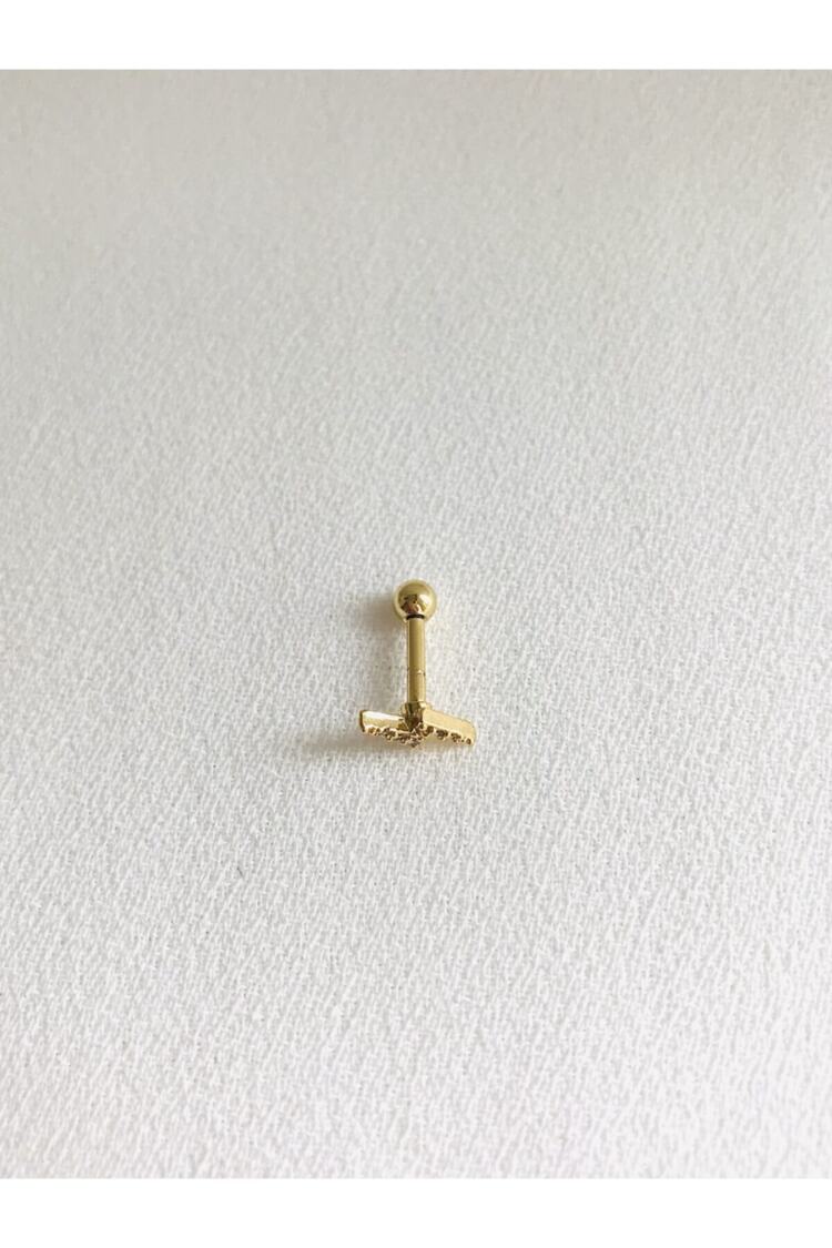 Kadın Gold Rengi Cerrahi Çelik Şimşek Tragus Kıkırdak Piercing 6mm