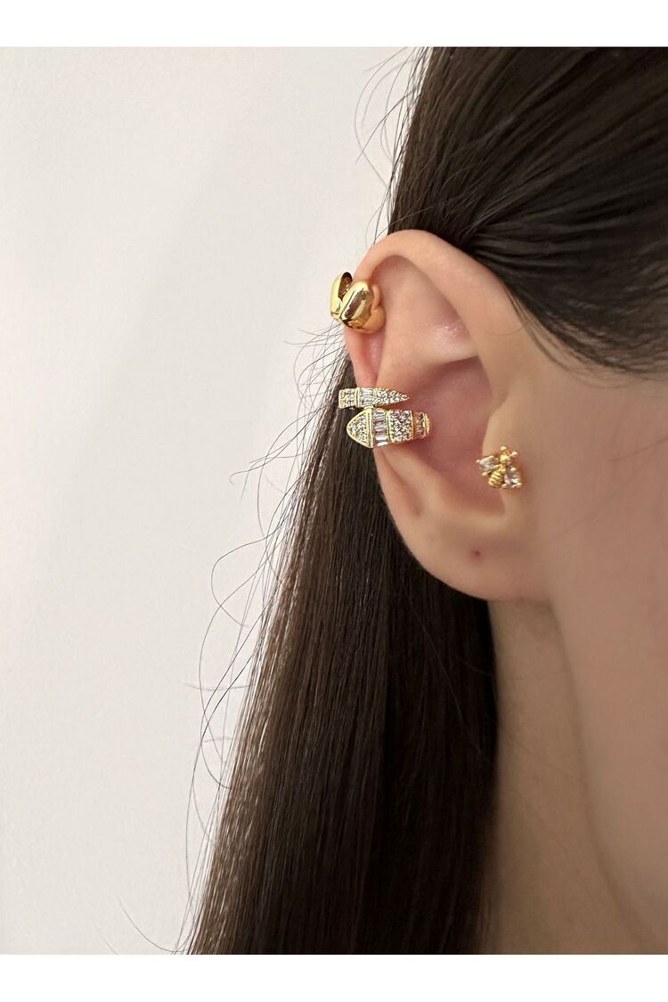 Taşlı Yılan Model Kıkırdak Küpesi Eaercuff
