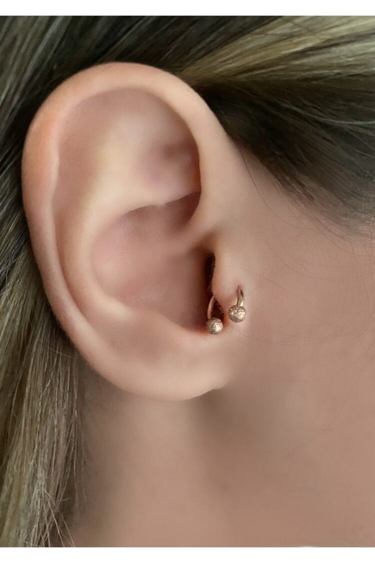 Cerrahi Çelik Kadın Rose Rengi Yarım Halka Hediyelik Tragus Kıkırdak Piercing