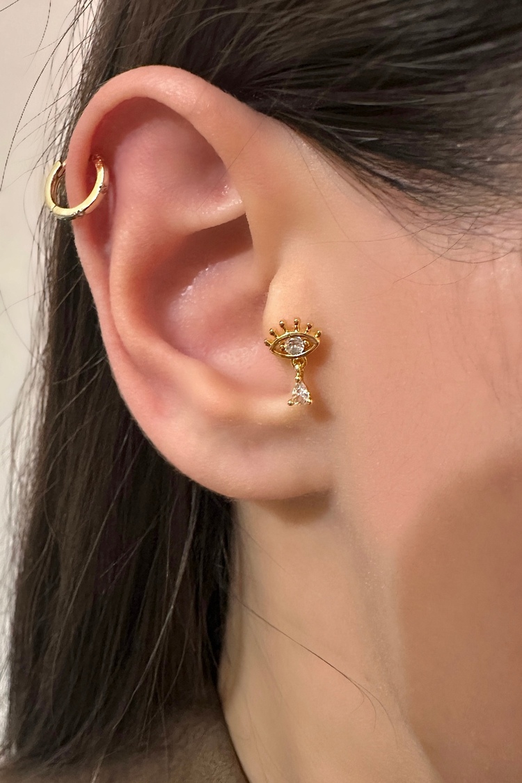 Çelik Sallantılı Kirpikli Göz Piercing