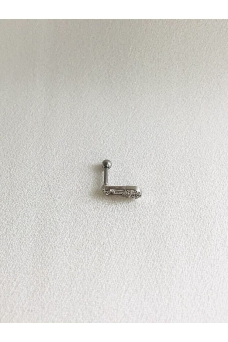 Kadın Silver Rengi Cerrahi Çelik Şimşek Tragus Kıkırdak Piercing 6mm