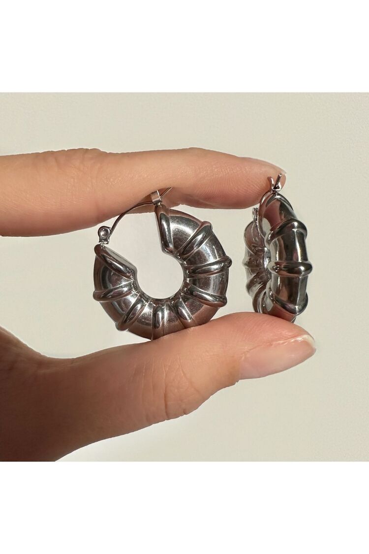 Çelik Kalın Tırtıklı Vintage HalkaKüpe