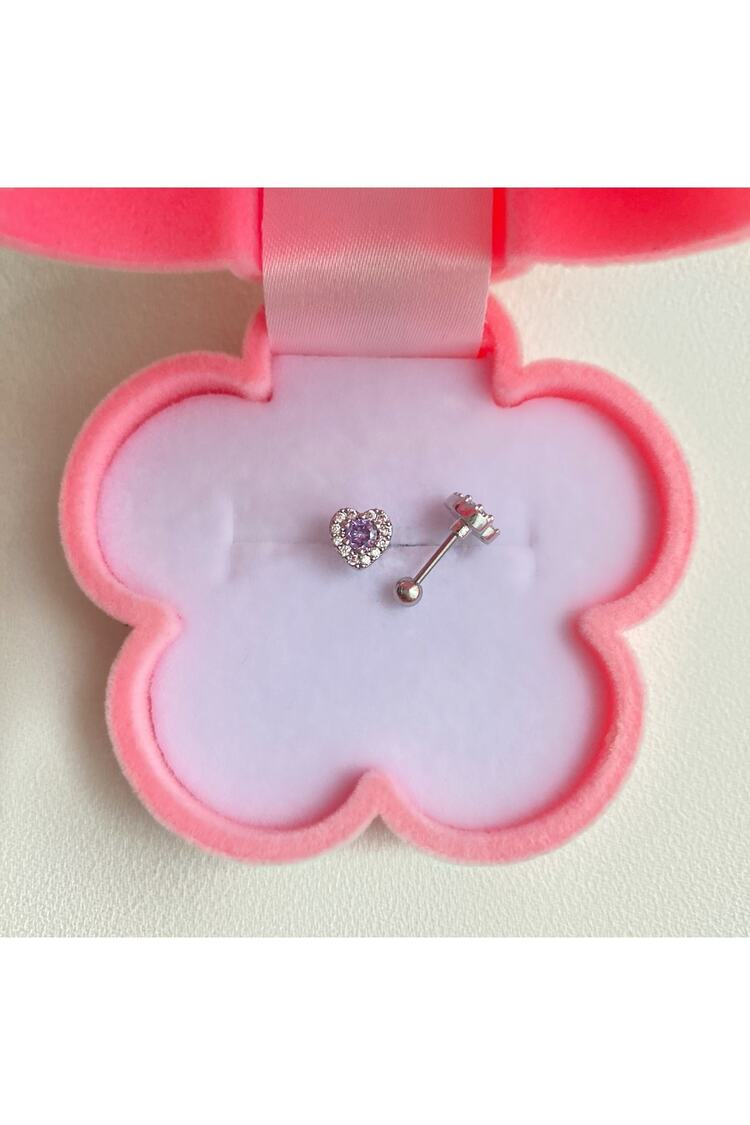 Cerrahi Çelik Renkli Taşlı Kalp Tragus Piercing