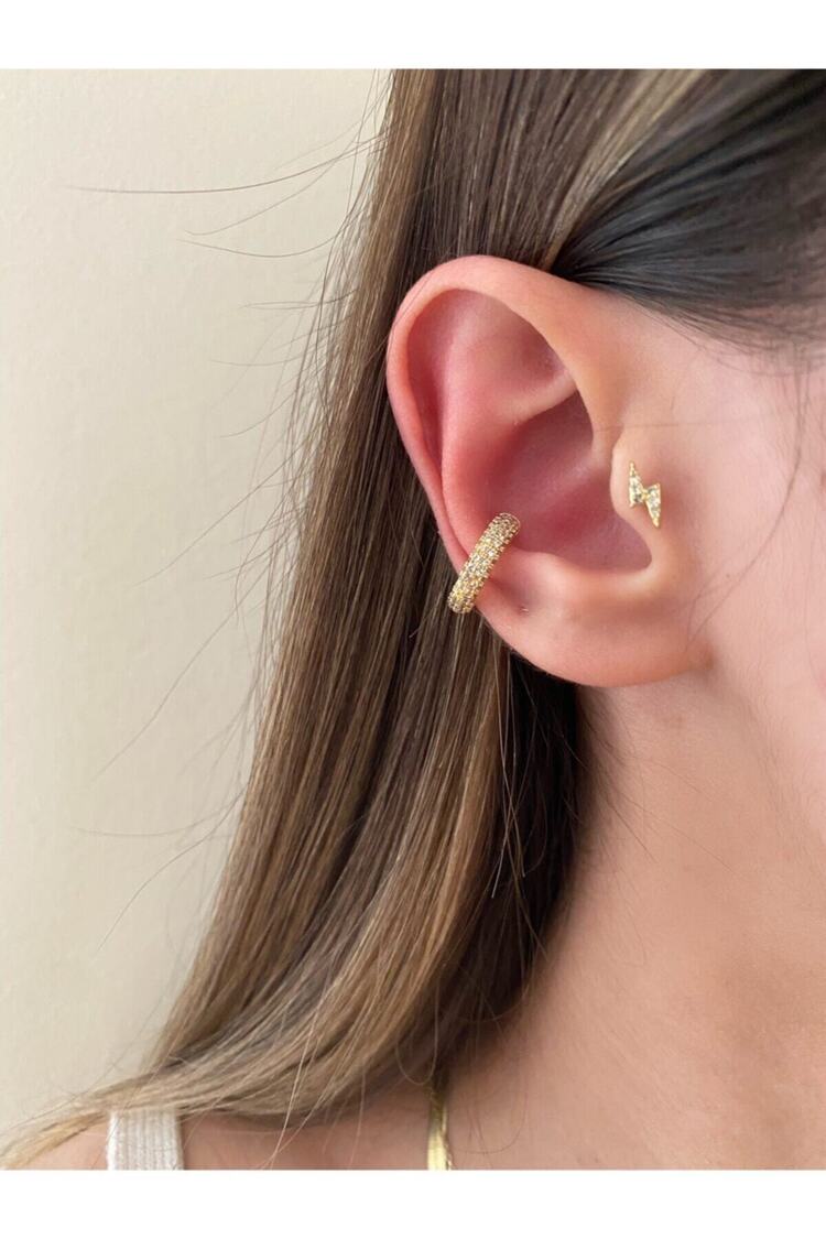 Kadın Gold Rengi Zirkon Taşlı Halka Earcuff