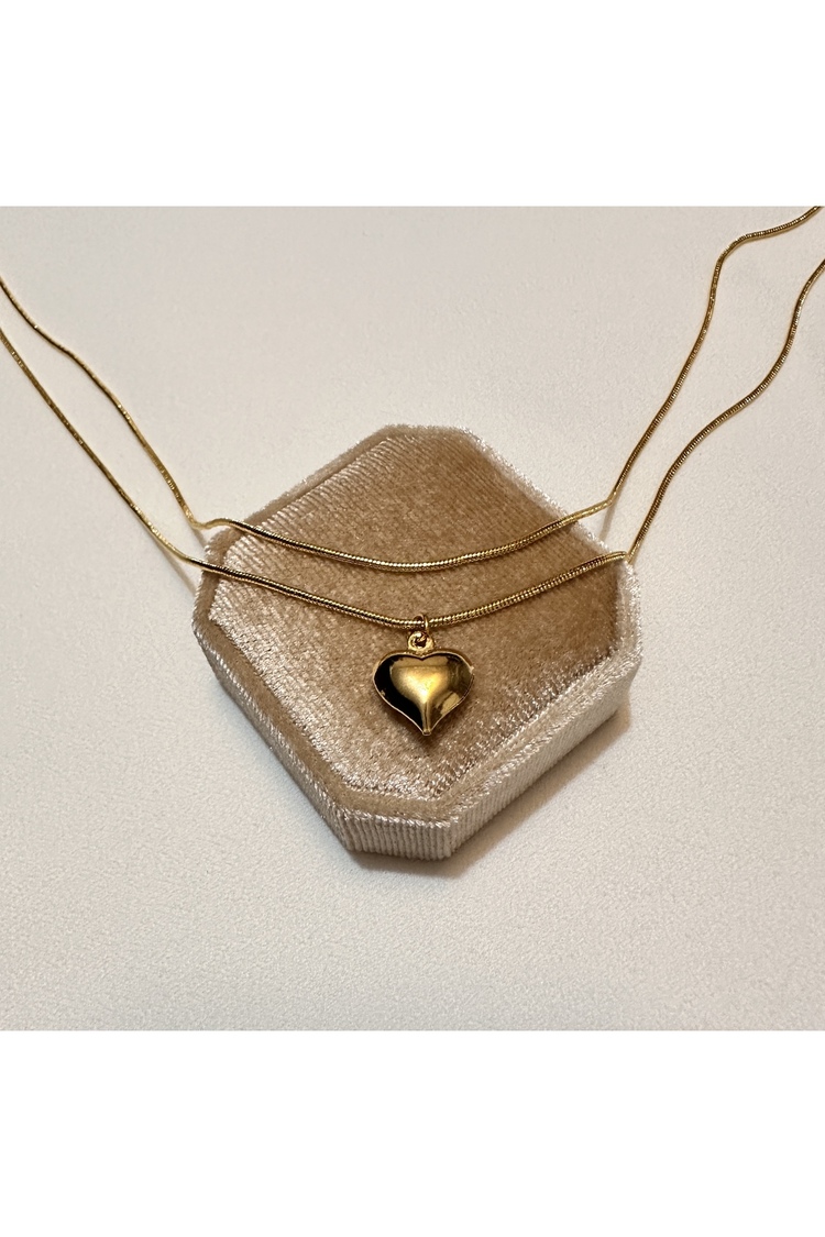 Çift Zincir Kalp Choker Kolye
