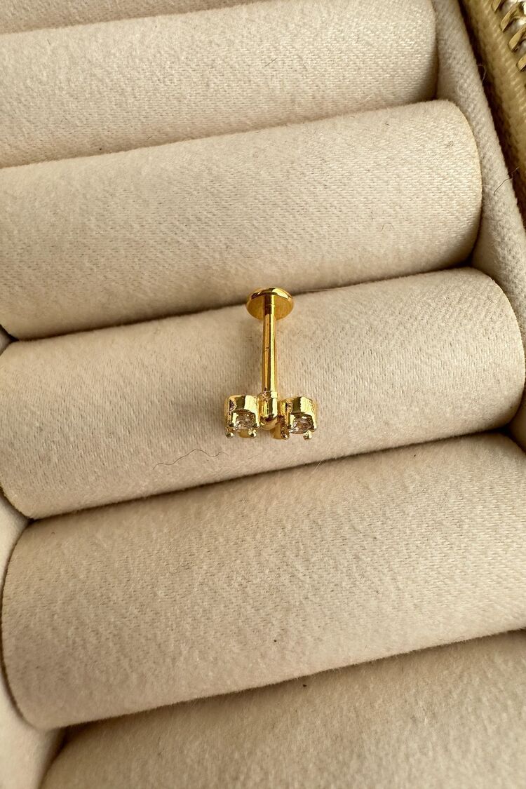 Cerrahi Çelik Taşlı Fiyonk Piercing