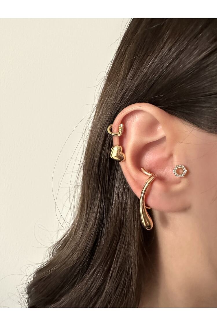 Cerrahi Çelik Kalp Üç Boyutlu Halka Tragus Piercing