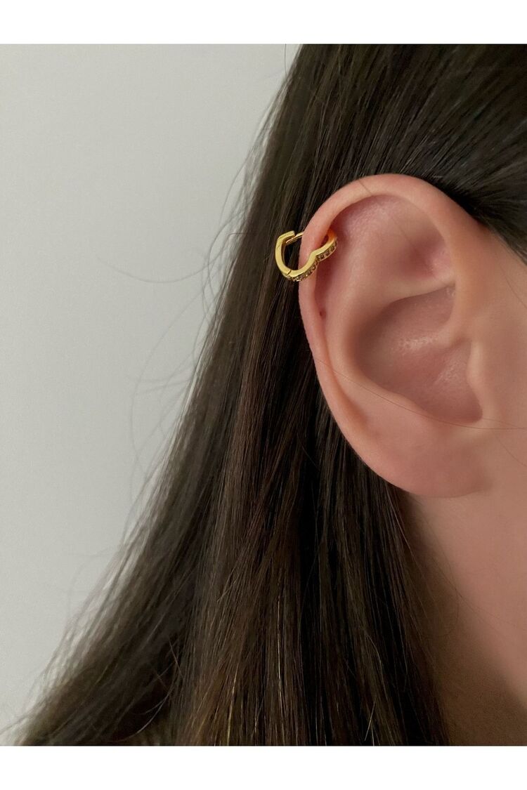 Kadın Kalp Detaylı Halka Tragus Piercing