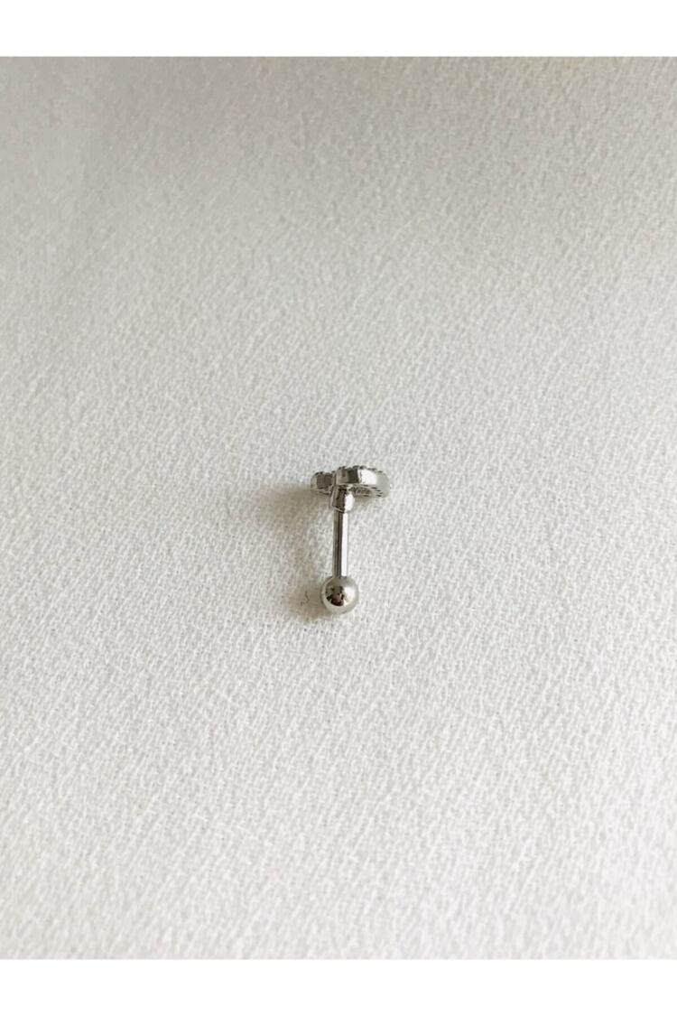 Kadın Silver Rengi Cerrahi Çelik Kalp Tragus Kıkırdak Piercing 6mm