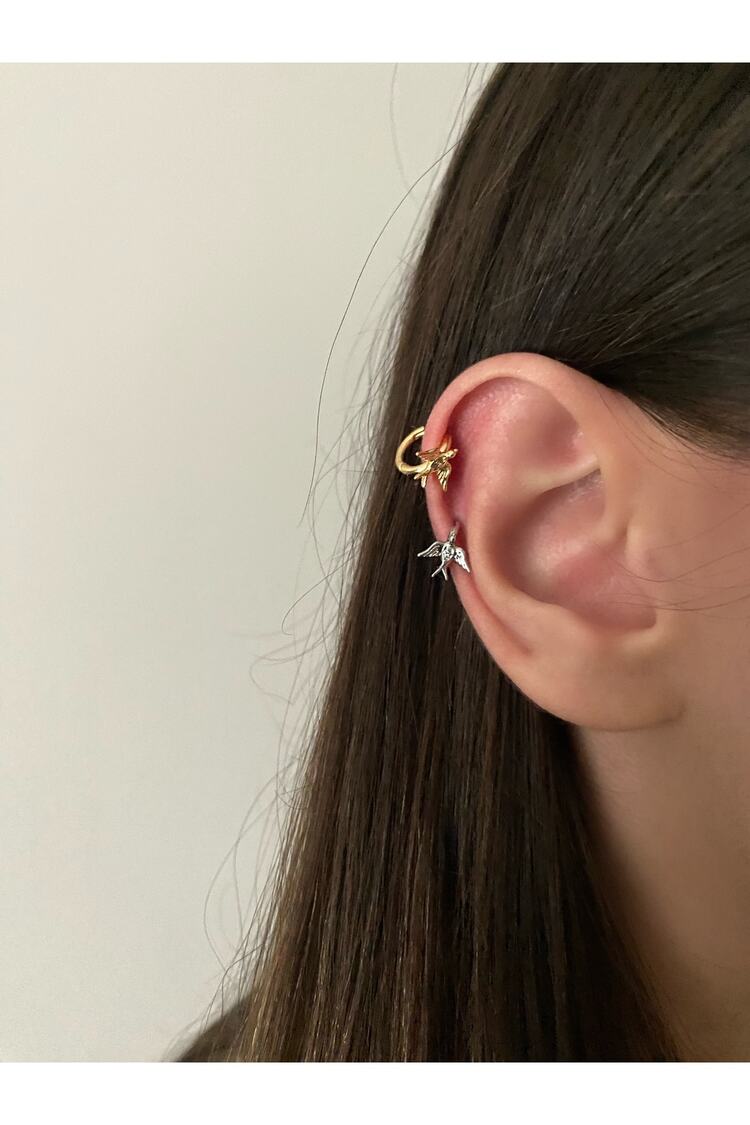 Kadın Sallantılı Kuş Detaylı Halka Tragus Piercing Kıkırdak