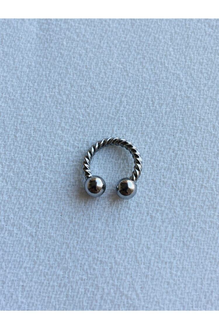Cerrahi Çelik Kadın Silver Rengi Yarım Halka Hediyelik Tragus Kıkırdak Piercing