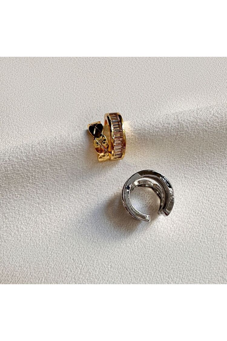Kesme Taşlı Çift Sıra Earcuff