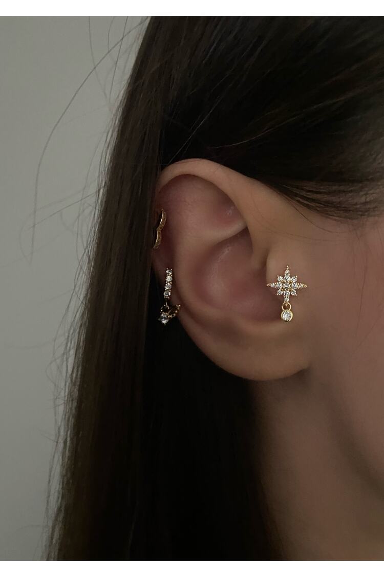Kadın Sallantı Detaylı Kuzey Yıldızı Tragus Piercing