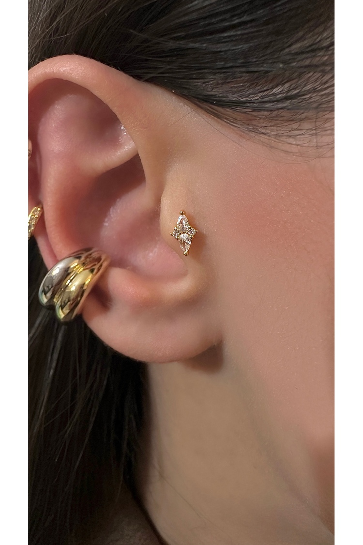 Çelik Damla Taşlar Piercing