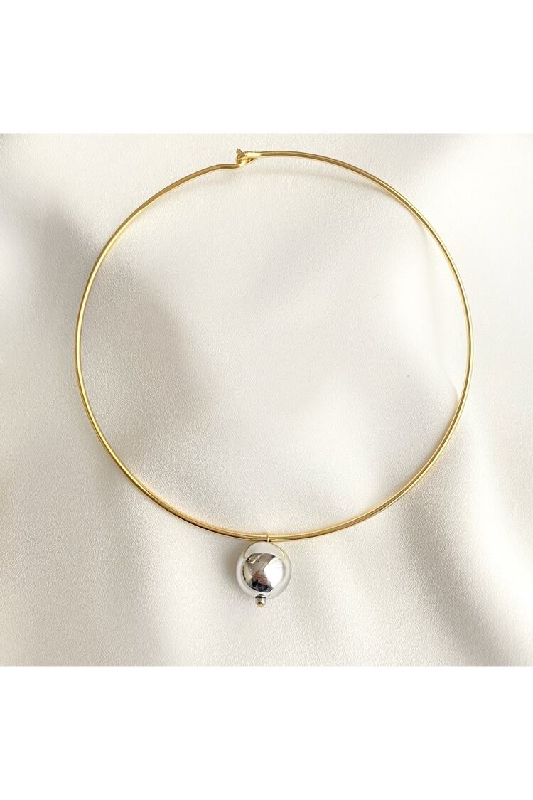 Devin Top Detaylı Ring Choker Kolye