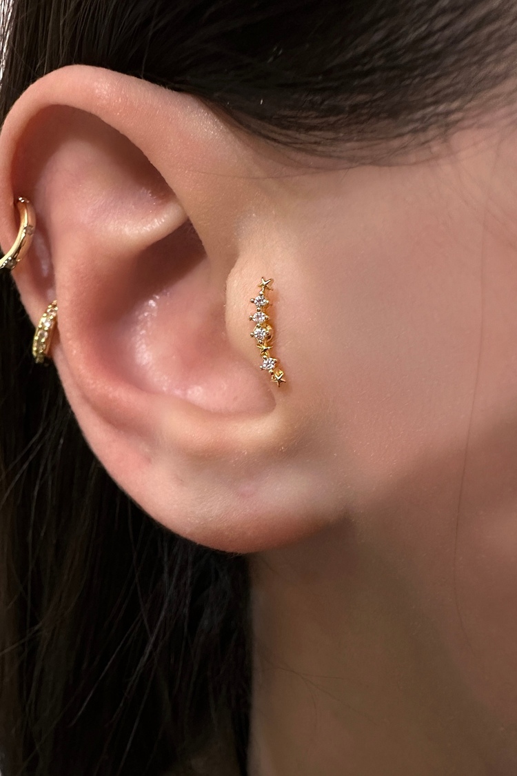 Çelik Mini Yıldız Detaylı Piercing