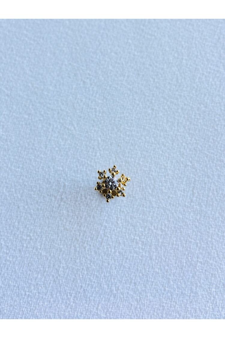 Cerrahi Çelik Kadın Gold Rengi Kar Tanesi Tragus Kıkırdak Piercing