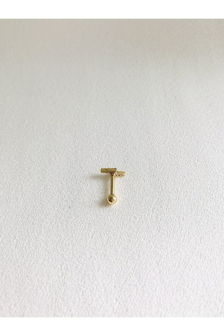 Kadın Gold Rengi Cerrahi Çelik Şimşek Tragus Kıkırdak Piercing 6mm