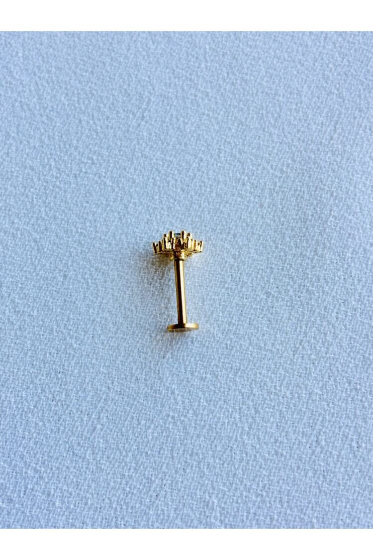 Cerrahi Çelik Kadın Gold Rengi Kar Tanesi Tragus Kıkırdak Piercing