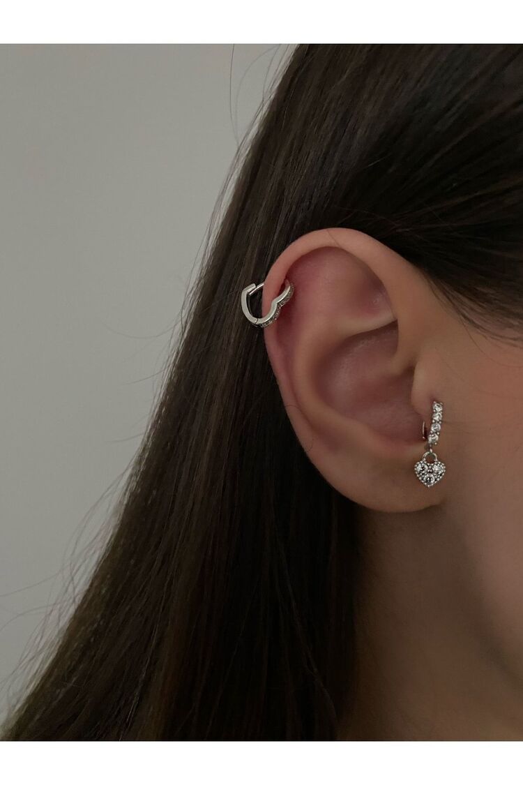 Kadın Kalp Detaylı Halka Tragus Piercing