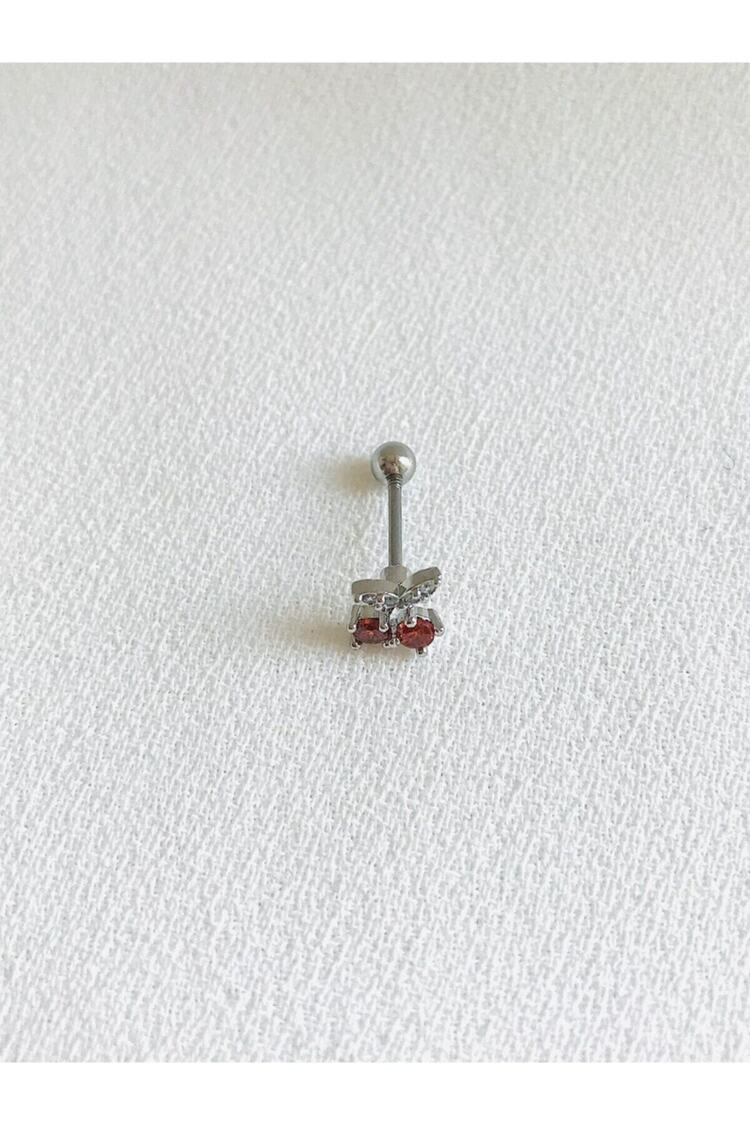 Kadın Gümüş Renk Cerrahi Çelik Kiraz Kıkırdak Piercing 6 mm
