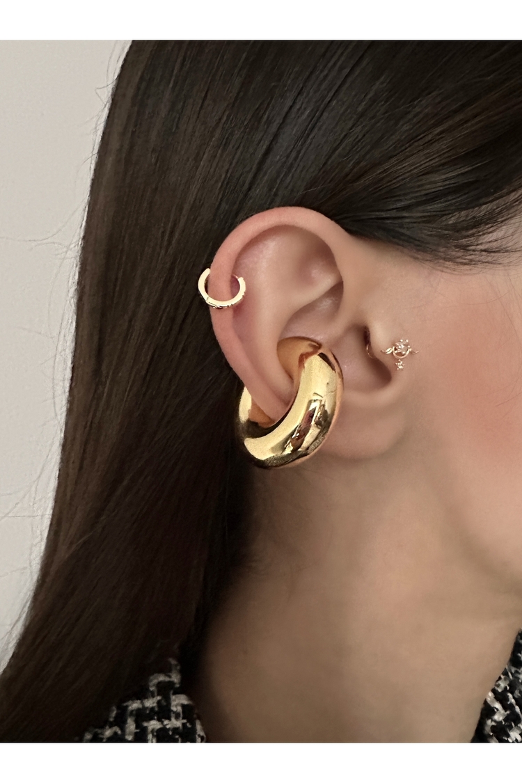Çelik Kalın Boğumlu Kıkırdak Küpesi Earcuff