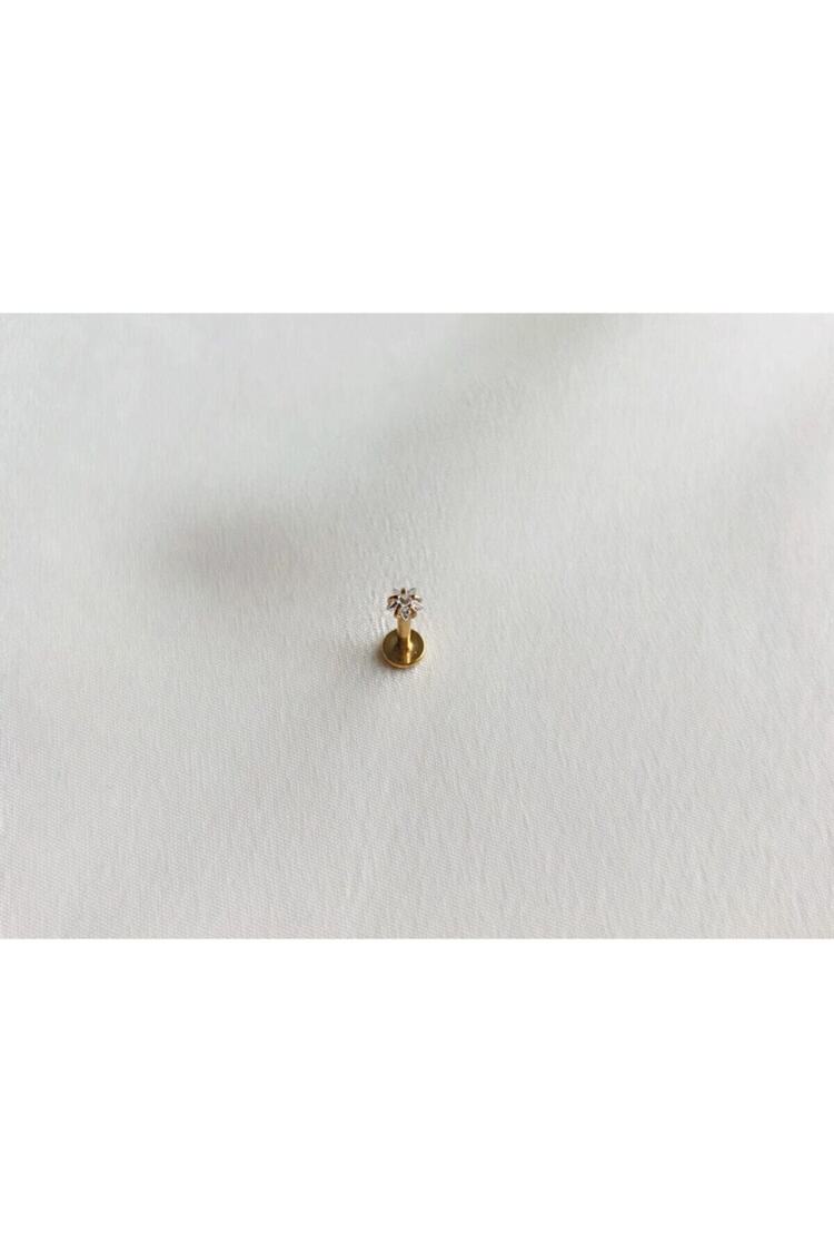 Cerrahi Çelik Yıldız Tek Taş Piercing Tragus 6mm