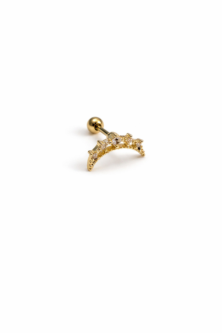 Çelik Taşlı Ay Piercing