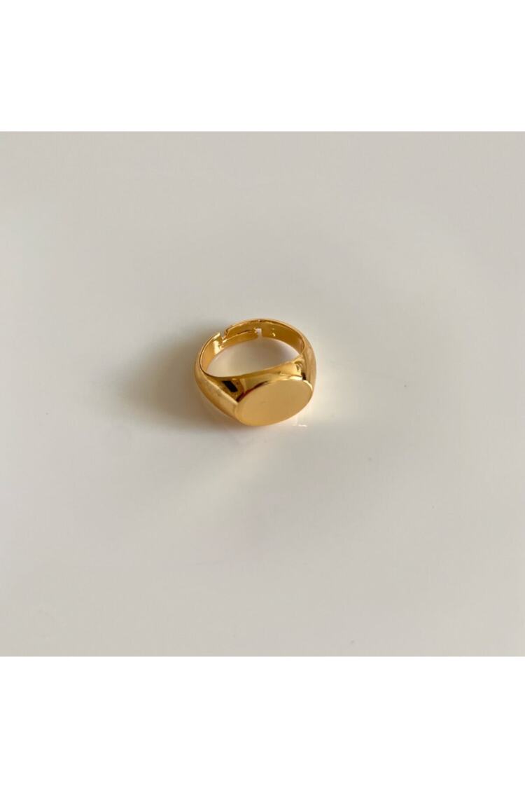 Kadın Gold Rengi Oval Serçe Parmak Yüzük