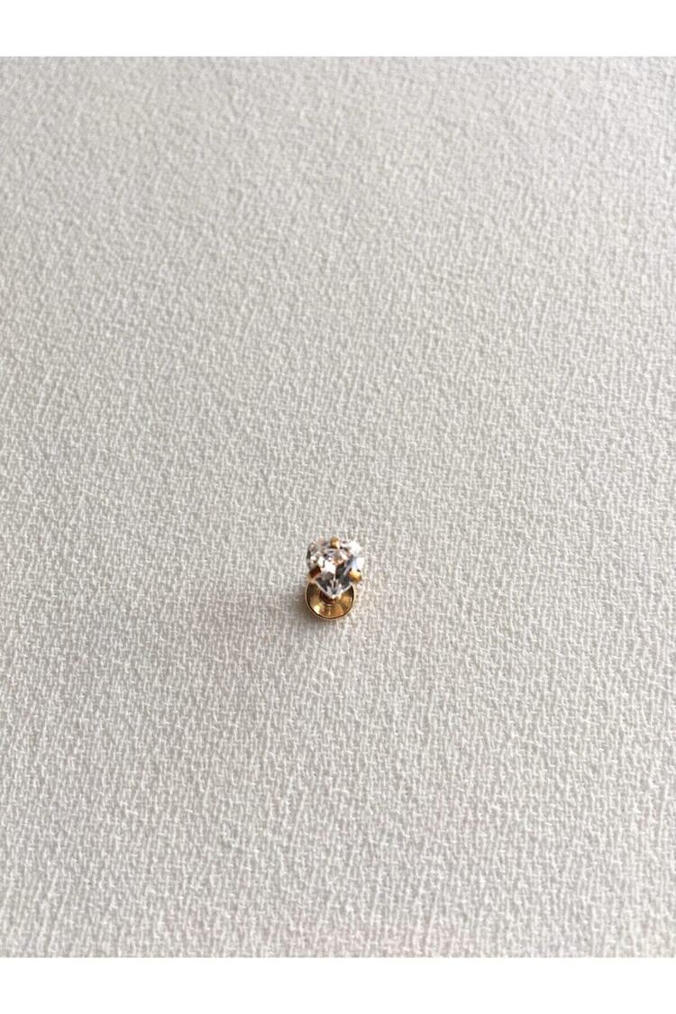 Cerrahi Çelik Gold Tek Taş Kalp Tragus , Kıkırdak , Piercing