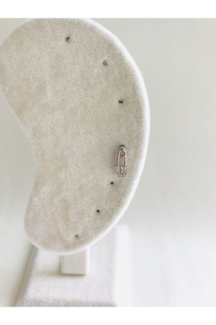 Kadın Silver Rengi Cerrahi Çelik Şimşek Tragus Kıkırdak Piercing 6mm
