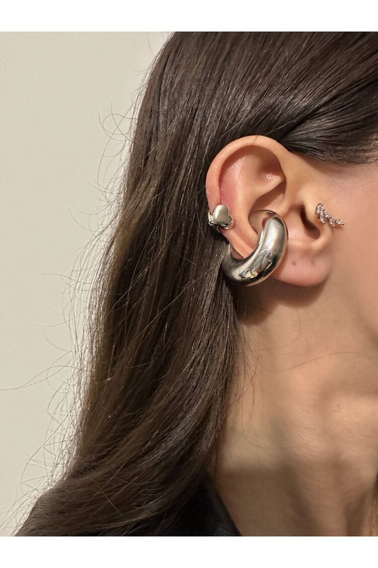 Çelik Kalın Boğumlu Kıkırdak Küpesi Earcuff