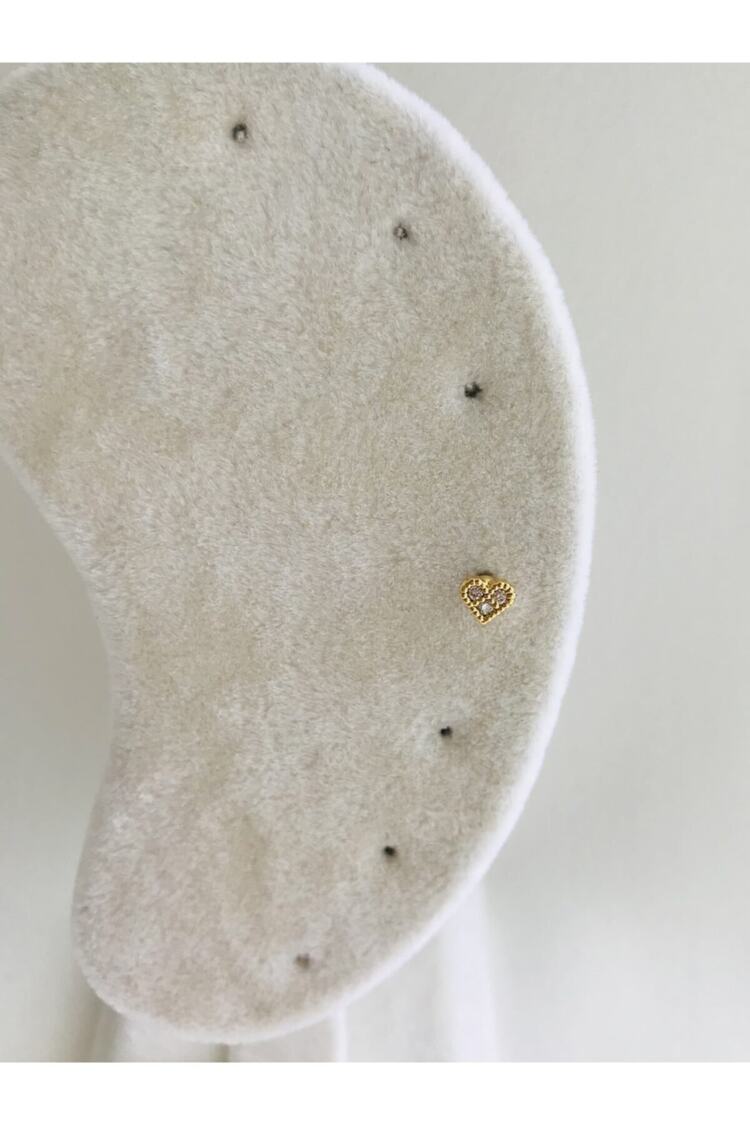 Kadın Gold Rengi Minimal Kalp Detaylı Tragus Kıkırdak Piercing 6mm