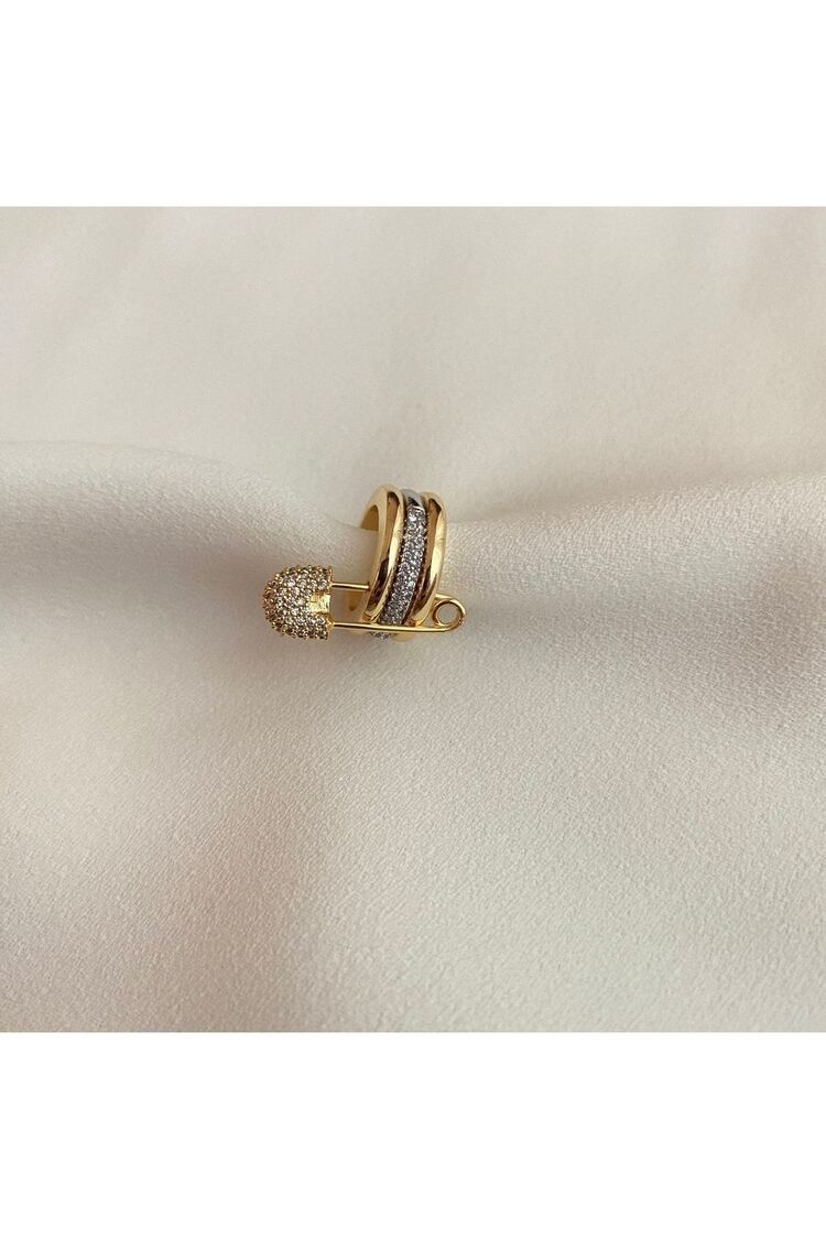 Kadın Çengelli Iğne Detaylı Kıkırdak Küpe Earcuff