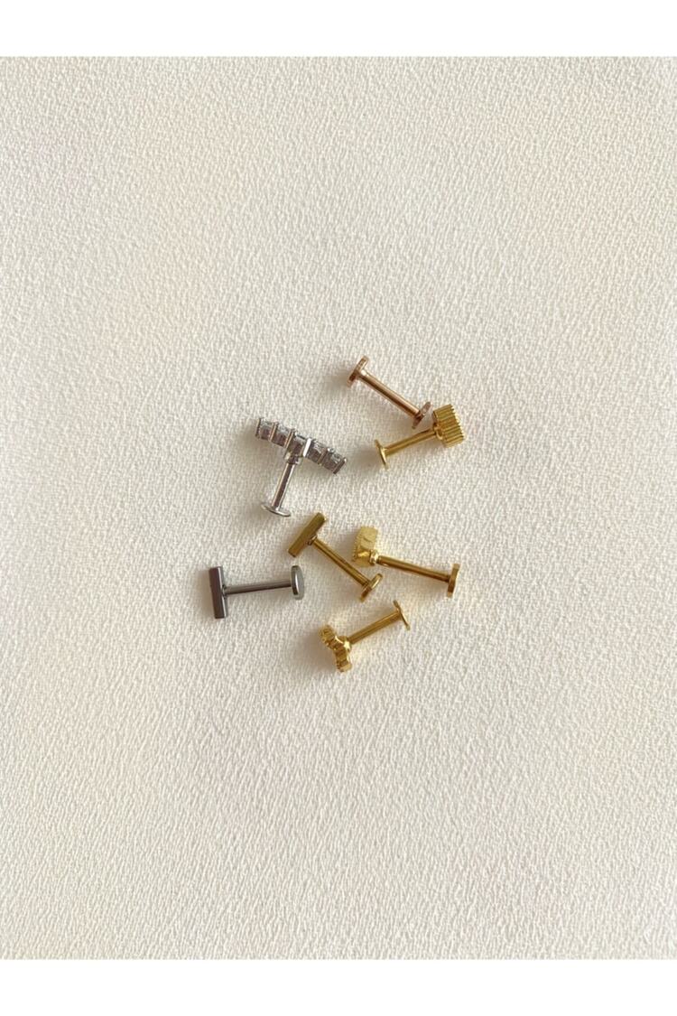 Kadın Cerrahi Çelik Silver Renkli Yıldız Tragus Piercing Kıkırdak