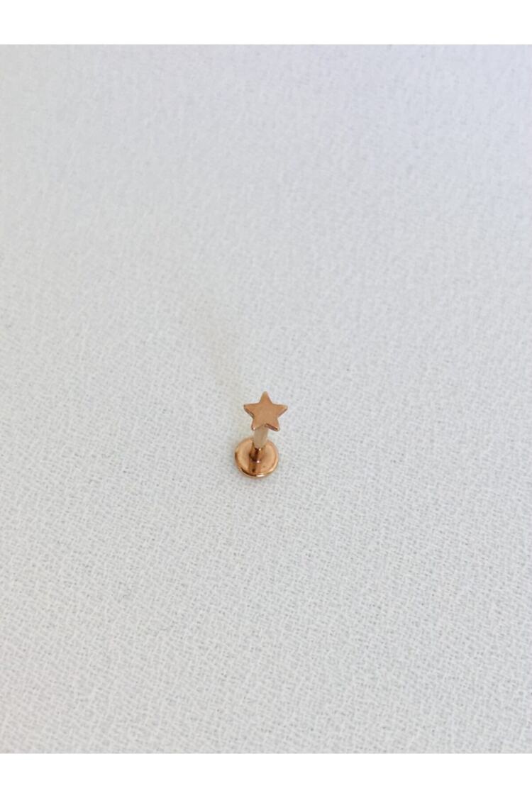 Kadın Cerrahi Çelik Rose Rengi Yıldız Tragus Piercing