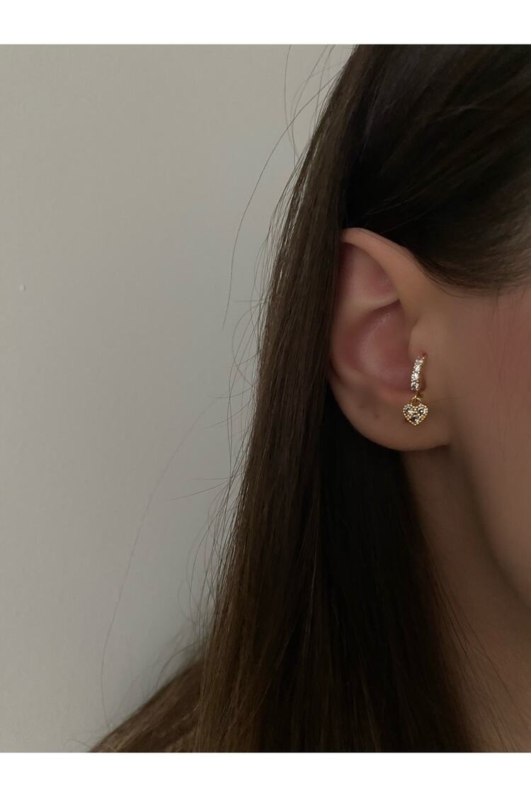 Kadın Sallantılı Kalp Halka Tragus Kıkırdak Piercing