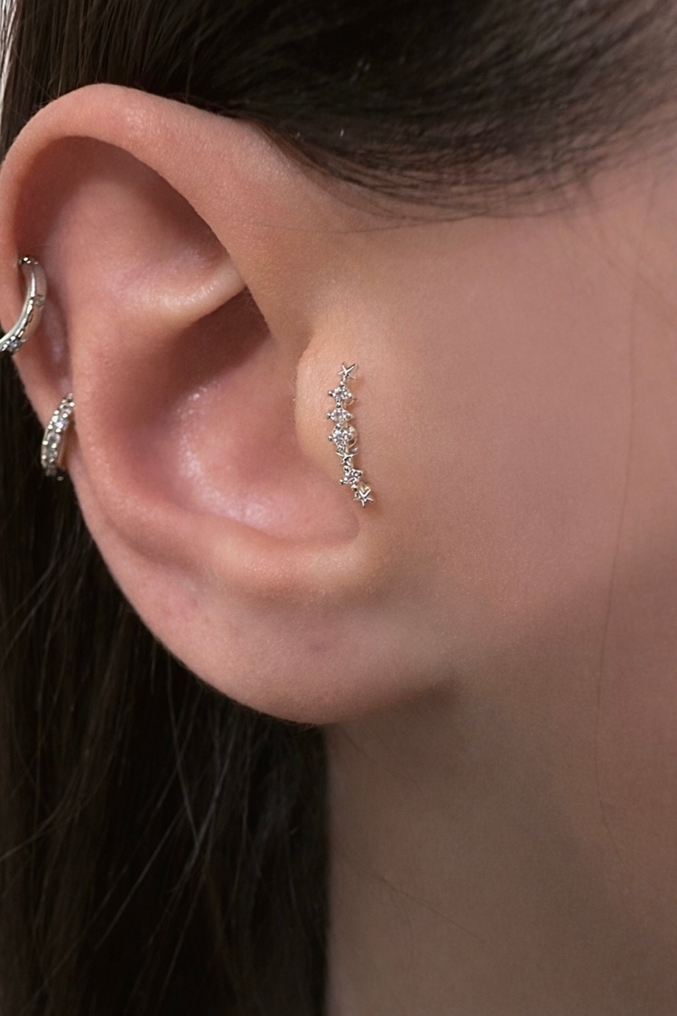 Çelik Mini Yıldız Detaylı Piercing