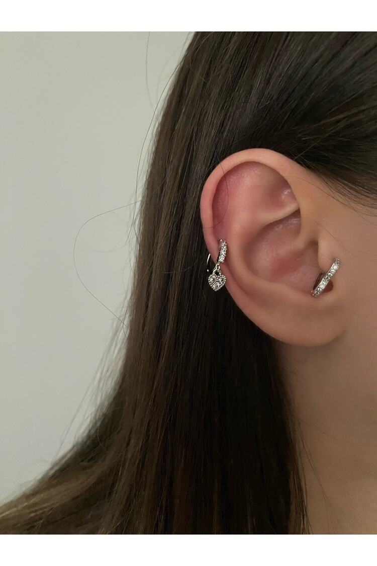 Kadın Sallantılı Kalp Halka Tragus Kıkırdak Piercing