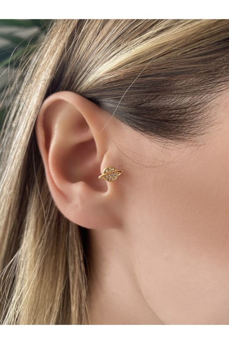 Cerrahi Çelik Kadın Gold Rengi Gezegen Tragus Kıkırdak Piercing 6mm