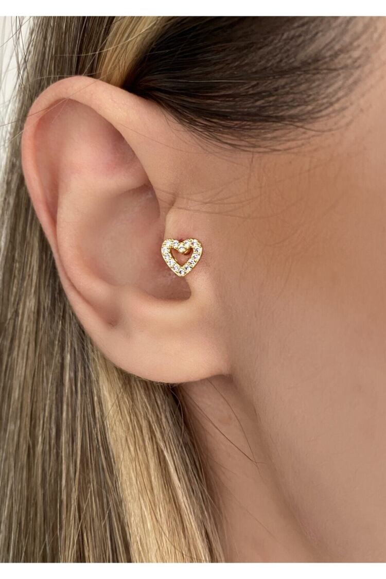 Gold Rengi Kalp Tragus Piercing Cerrahi Çelik 6mm