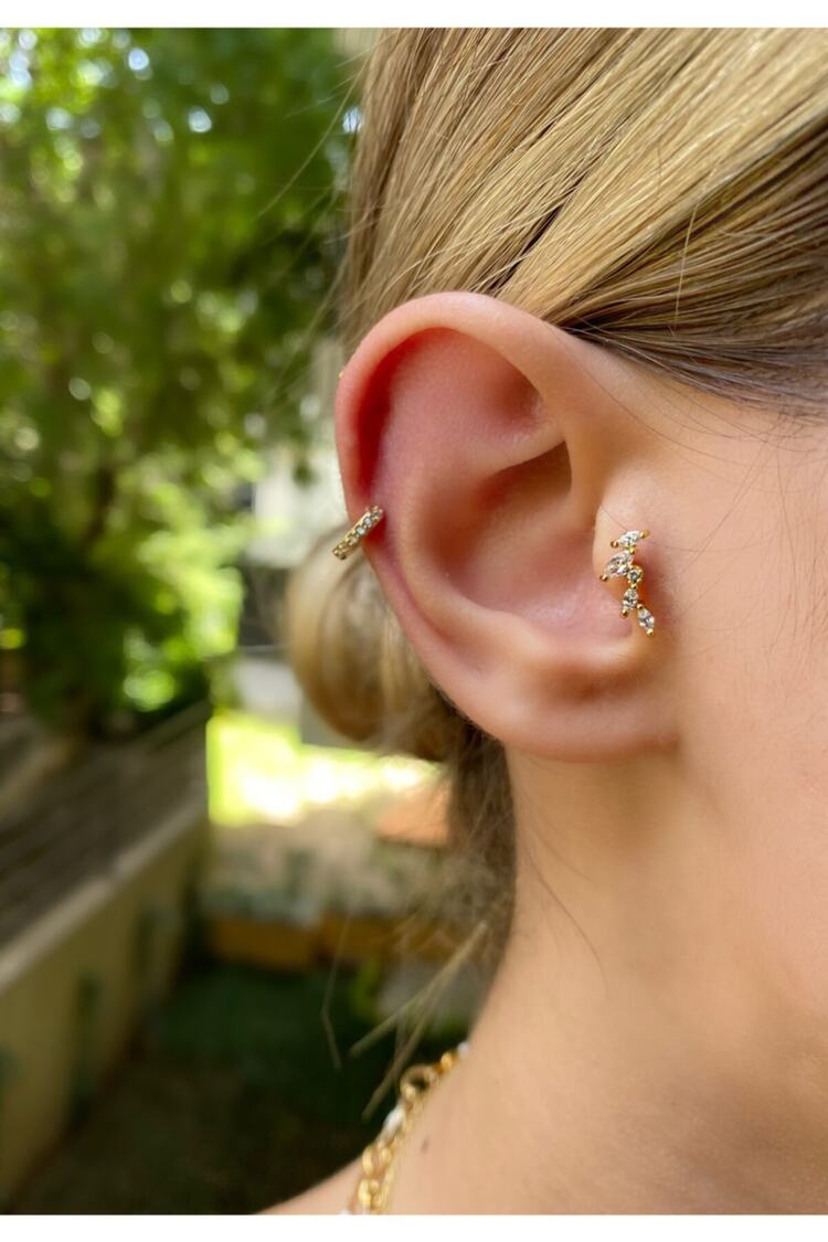 Kadın Gold Renkli Damlataş Tragus Kıkırdak Piercing