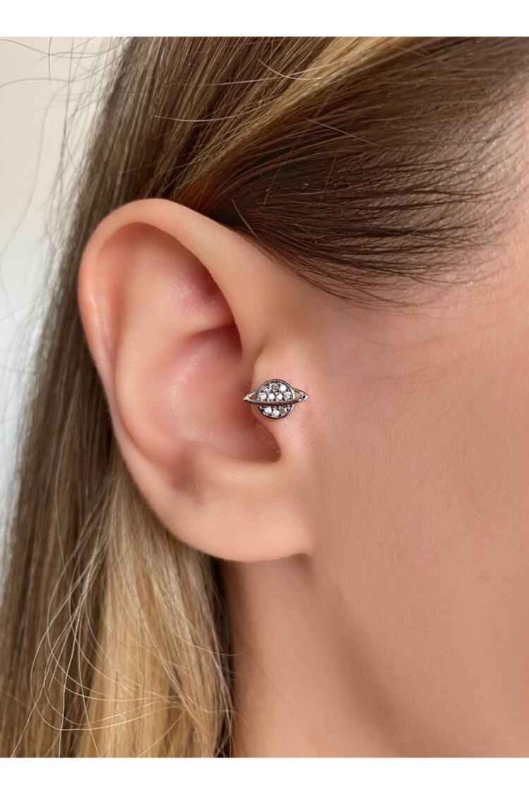 Cerrahi Çelik Kadın Silver Rengi Gezegen Tragus Kıkırdak Piercing 6mm