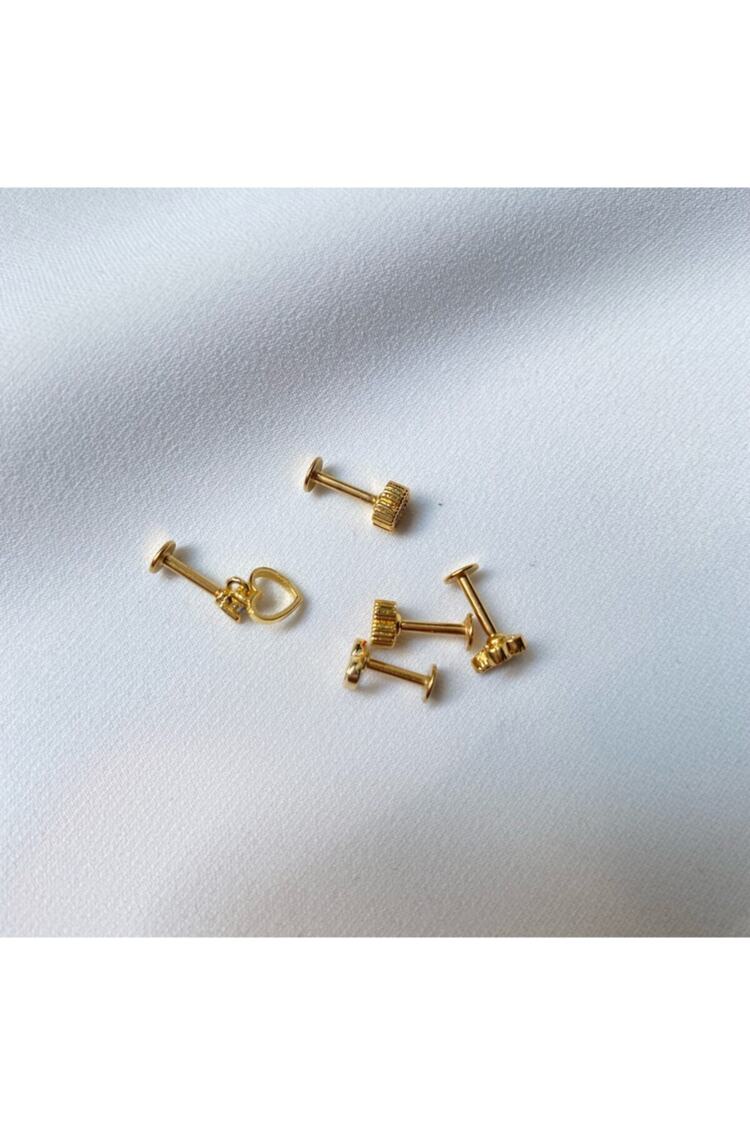 Kadın Gold Renkli Ikili Papatya Tragus Piercing