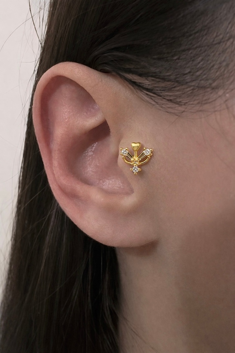 Çelik Tektaş Kalp Piercing