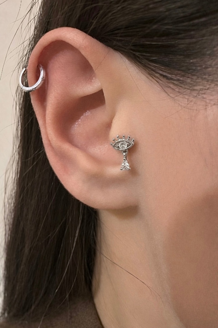 Çelik Sallantılı Kirpikli Göz Piercing